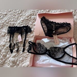 Agent Provocateur Black Sheer Lace Bra Set